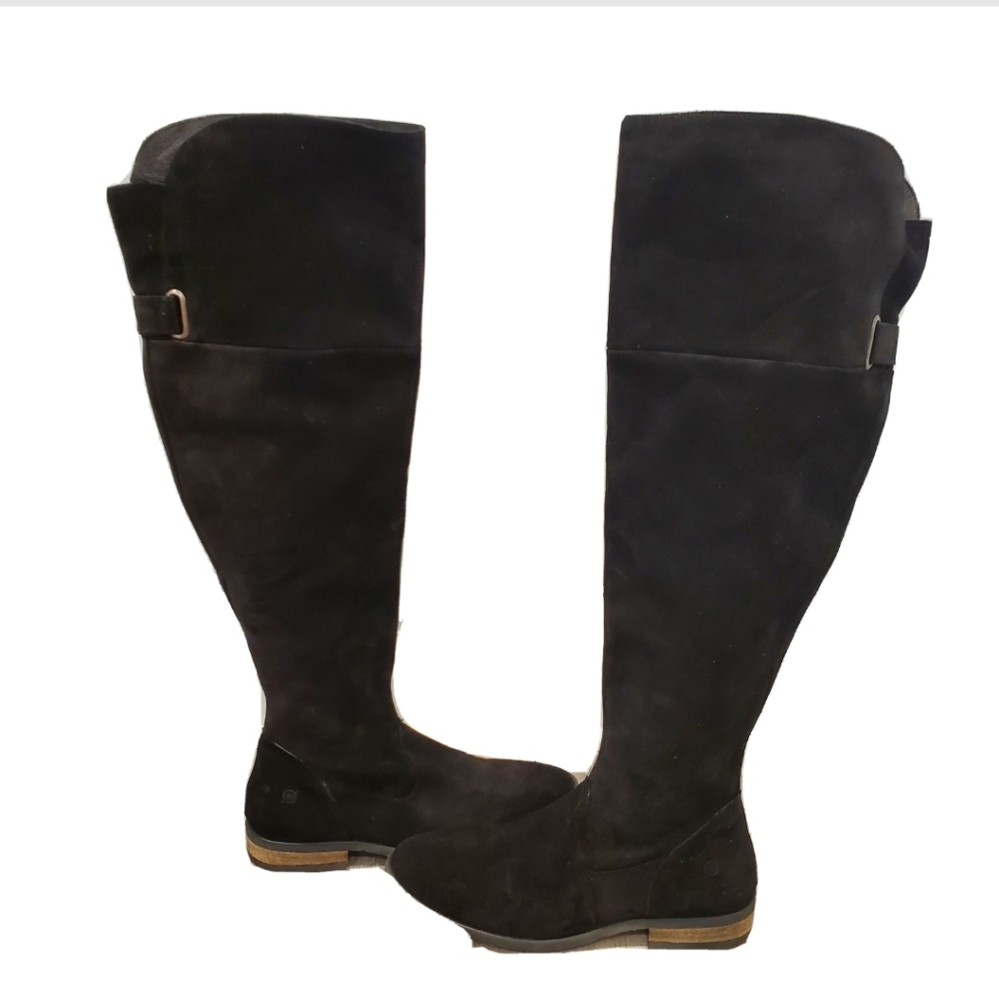 NEW BORN Dal Black Suede Over the Knee Boots